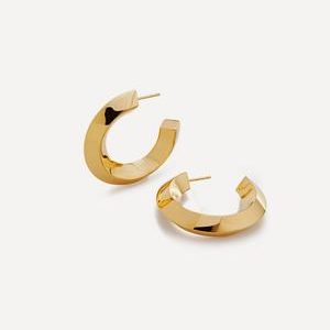 Excellent Flavor 18ct Gold-Plated Vermeil Silver Power Large Hoop Earrings