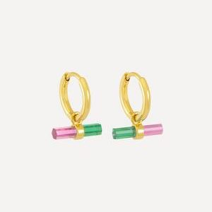 Otherworldly 22ct Gold-Plated Watermelon T-Bar Huggie Hoop Earrings