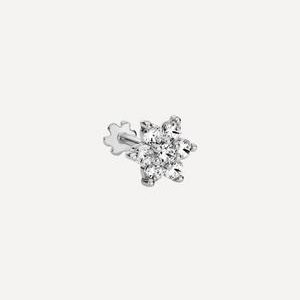 Unique Advantage 18ct 7mm Diamond Flower Threaded Stud Earring White Gold